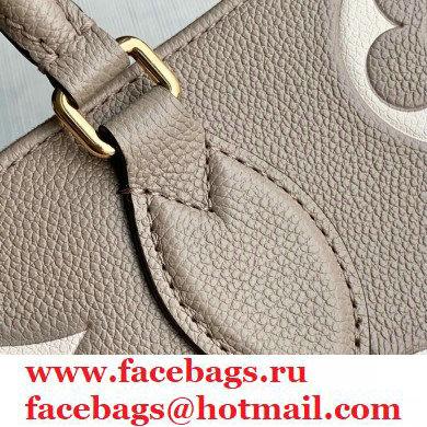 Louis Vuitton Grained Leather OnTheGo MM Tote Bag M45494 Tourterelle Gray 2020 - Click Image to Close