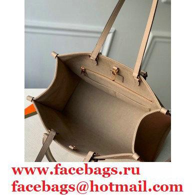 Louis Vuitton Grained Leather OnTheGo MM Tote Bag M45494 Tourterelle Gray 2020 - Click Image to Close