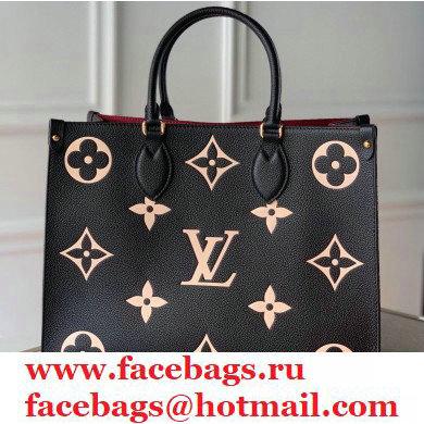 Louis Vuitton Grained Leather OnTheGo MM Tote Bag M45495 Black 2020