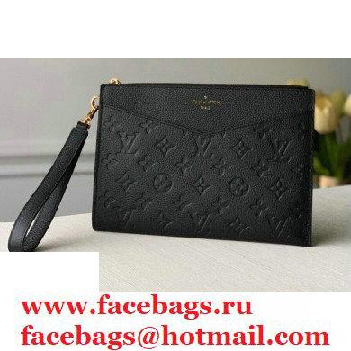 Louis Vuitton Monogram Empreinte Pochette Melanie MM Pouch Clutch Bag M68705 Black 2020 - Click Image to Close