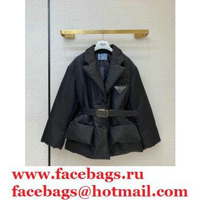 PRADA BLACK DOWN JACKET WITH A BELT WINTER 2020 - Click Image to Close