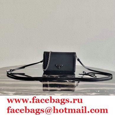 Prada Chain Handle Nylon and Leather Mini Bag 1BP019 Black 2020