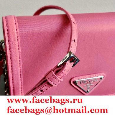 Prada Chain Handle Nylon and Leather Mini Bag 1BP019 Pink 2020 - Click Image to Close