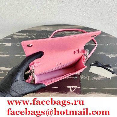 Prada Chain Handle Nylon and Leather Mini Bag 1BP019 Pink 2020 - Click Image to Close