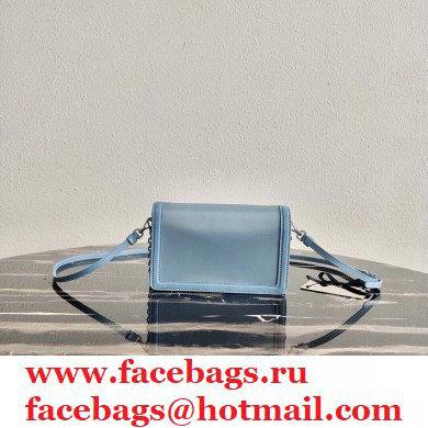 Prada Chain Handle Nylon and Leather Mini Bag 1BP019 Sky Blue 2020 - Click Image to Close