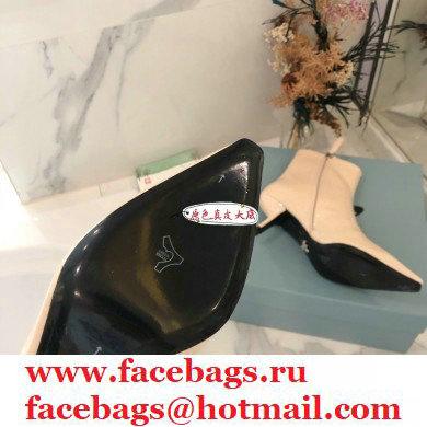 Prada Heel 6cm Glossy Patent Leather Booties Beige 2020
