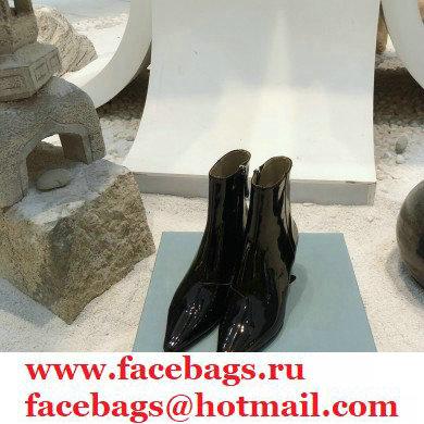 Prada Heel 6cm Glossy Patent Leather Booties Black 2020