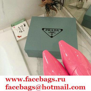 Prada Heel 6cm Glossy Patent Leather Booties Pink 2020