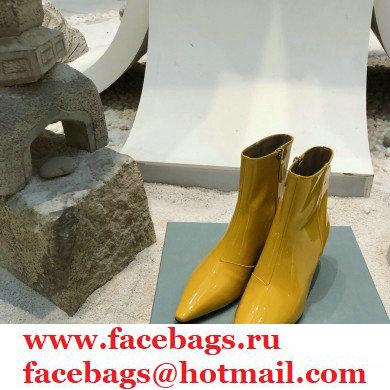 Prada Heel 6cm Glossy Patent Leather Booties Yellow 2020