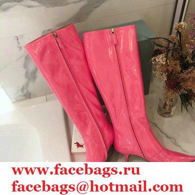 Prada Heel 6cm Glossy Patent Leather Boots Pink 2020