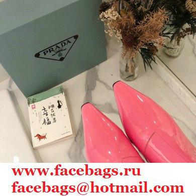 Prada Heel 6cm Glossy Patent Leather Boots Pink 2020