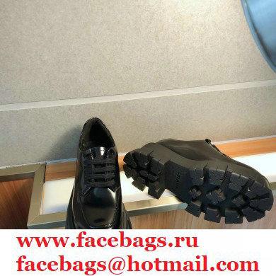Prada Monolith Brushed Leather Lace-up Shoes Black 2020