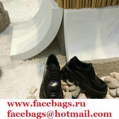 Prada Monolith Brushed Leather Lace-up Shoes Black 2020
