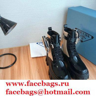 Prada Monolith Brushed Rois Combat Boots Black/Beige with Removable Nylon Pouches 2020