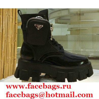 Prada Monolith Brushed Rois Combat Boots Black with Removable Nylon Pouches 2020