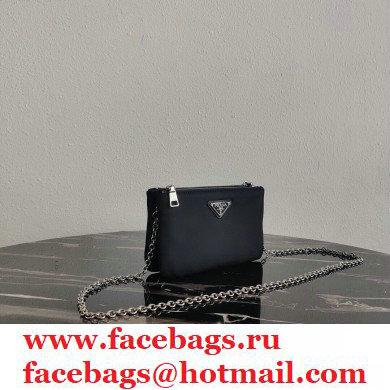 Prada Padded Nylon Mini Bag with Chain Strap 1BP044 Black 2020