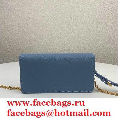 Prada Saffiano Leather Mini Bag with Chain Strap 1DH029 Light Blue 2020