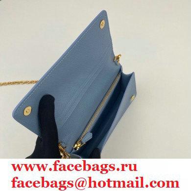 Prada Saffiano Leather Mini Bag with Chain Strap 1DH029 Light Blue 2020
