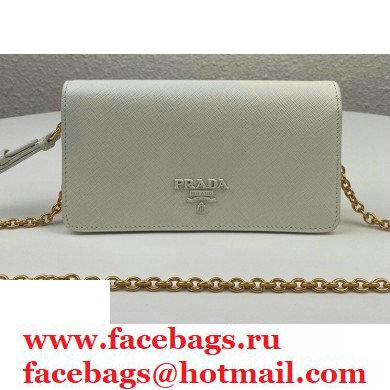 Prada Saffiano Leather Mini Bag with Chain Strap 1DH029 White 2020