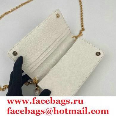 Prada Saffiano Leather Mini Bag with Chain Strap 1DH029 White 2020