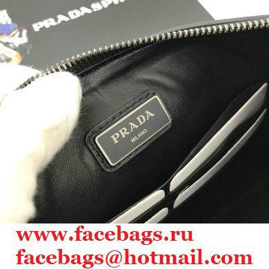 Prada Saffiano Leather Pouch Clutch Bag 2NG05V Black/Blue