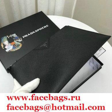 Prada Saffiano Leather Pouch Clutch Bag 2NG05V Black