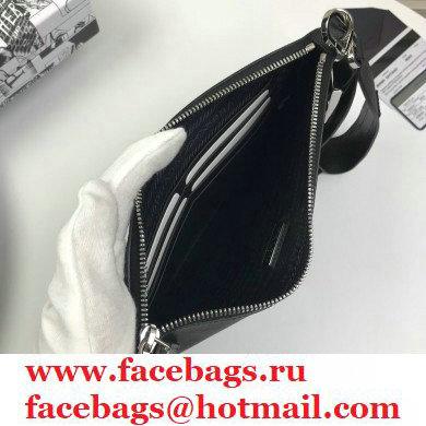 Prada Saffiano Leather Pouch Clutch Bag with Wristlet 2NH009 Black