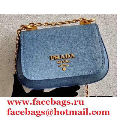 Prada Saffiano Leather Shoulder Bag 1BD275 Sky Blue 2020