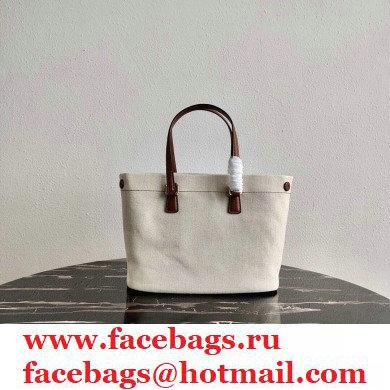Prada Small Linen Blend and Leather Tote Bag 1BG356 2020