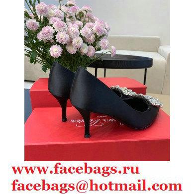 Roger Vivier Heel 6.5cm Flower Strass Buckle Pumps in Satin Black 02