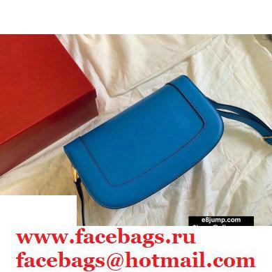 Valentino Supervee Calfskin Crossbody Large Bag Neon Blue/Gold 2020