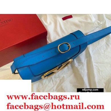 Valentino Supervee Calfskin Crossbody Large Bag Neon Blue/Gold 2020 - Click Image to Close