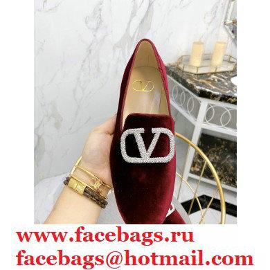 Valentino Vlogo Loafers Velvet Burgundy 2020 - Click Image to Close