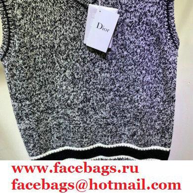 dior Blue and Gray Cashmere and Wool V-Neck Sleeveless Sweater 2020