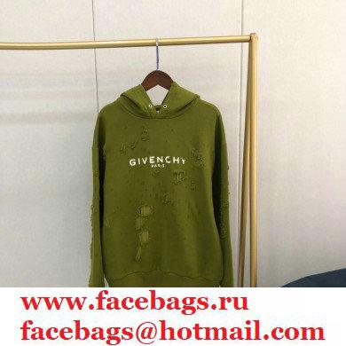 givenchy logo printed sweatshirt with holes army green 2020 - Click Image to Close