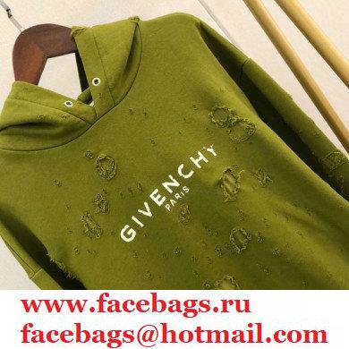 givenchy logo printed sweatshirt with holes army green 2020