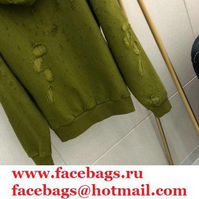 givenchy logo printed sweatshirt with holes army green 2020 - Click Image to Close