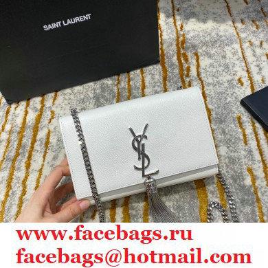 saint laurent Kate chain and tassel bag in caviar leather 474366 white/silver - Click Image to Close
