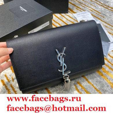 saint laurent Kate chain wallet with tassel in caviar leather 354119 BLACK/SILVER