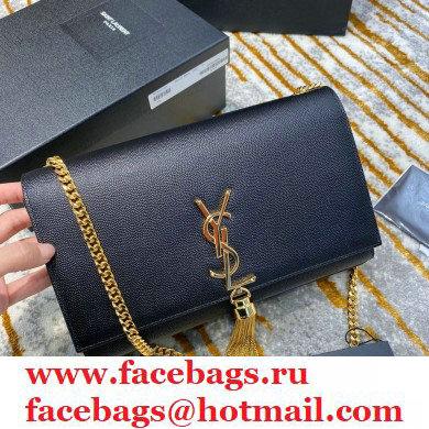 saint laurent Kate chain wallet with tassel in caviar leather 354119 black/gold - Click Image to Close