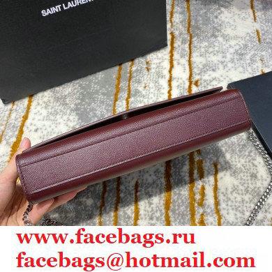 saint laurent Kate medium bag in caviar leather 354021 burgundy/silver