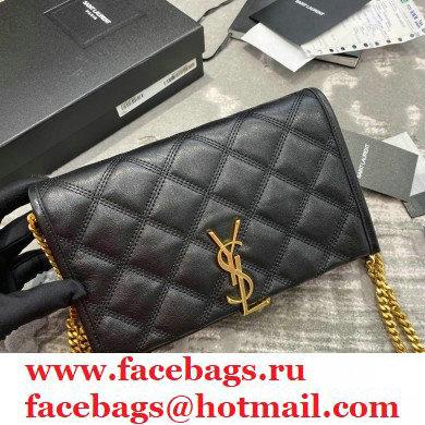 saint laurent becky chain wallet in lambskin 585031 black - Click Image to Close