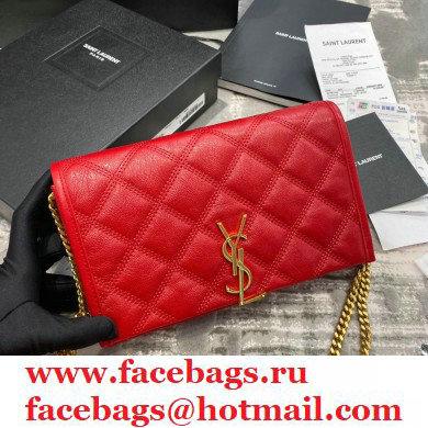 saint laurent becky chain wallet in lambskin 585031 red