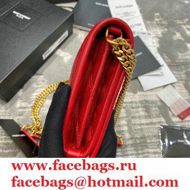 saint laurent becky chain wallet in lambskin 585031 red - Click Image to Close