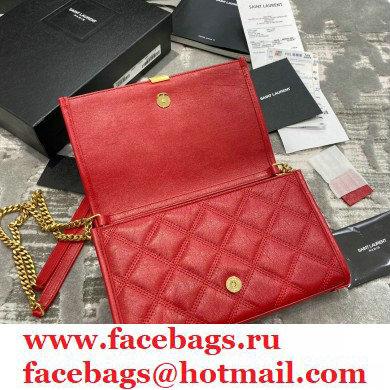 saint laurent becky chain wallet in lambskin 585031 red - Click Image to Close