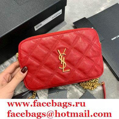 saint laurent becky clutch bag in lambskin 608941 red (original quality)