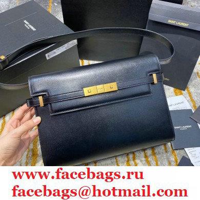 saint laurent manhattam calfskin shoulder bag 579271 black(original quality)