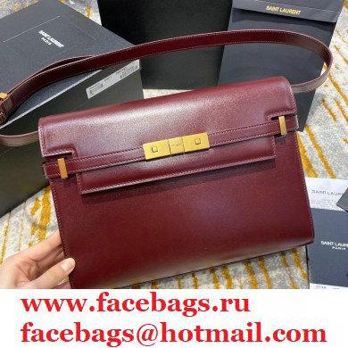 saint laurent manhattam calfskin shoulder bag 579271 burgundy (original quality)