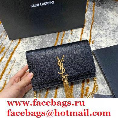 saint laurent small Kate chain wallet with tassel in caviar leather 452159 black/gold saint laurent small Kate chain wallet with tassel in caviar leather 452159 black/gold