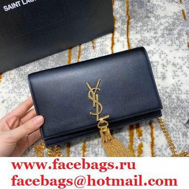 saint laurent small Kate chain wallet with tassel in smooth calfskin 452159 black/gold
